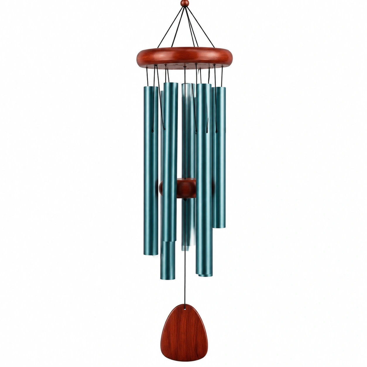 Campanas de Viento Tubulares 6 Tubos Metálicos Azul Madera