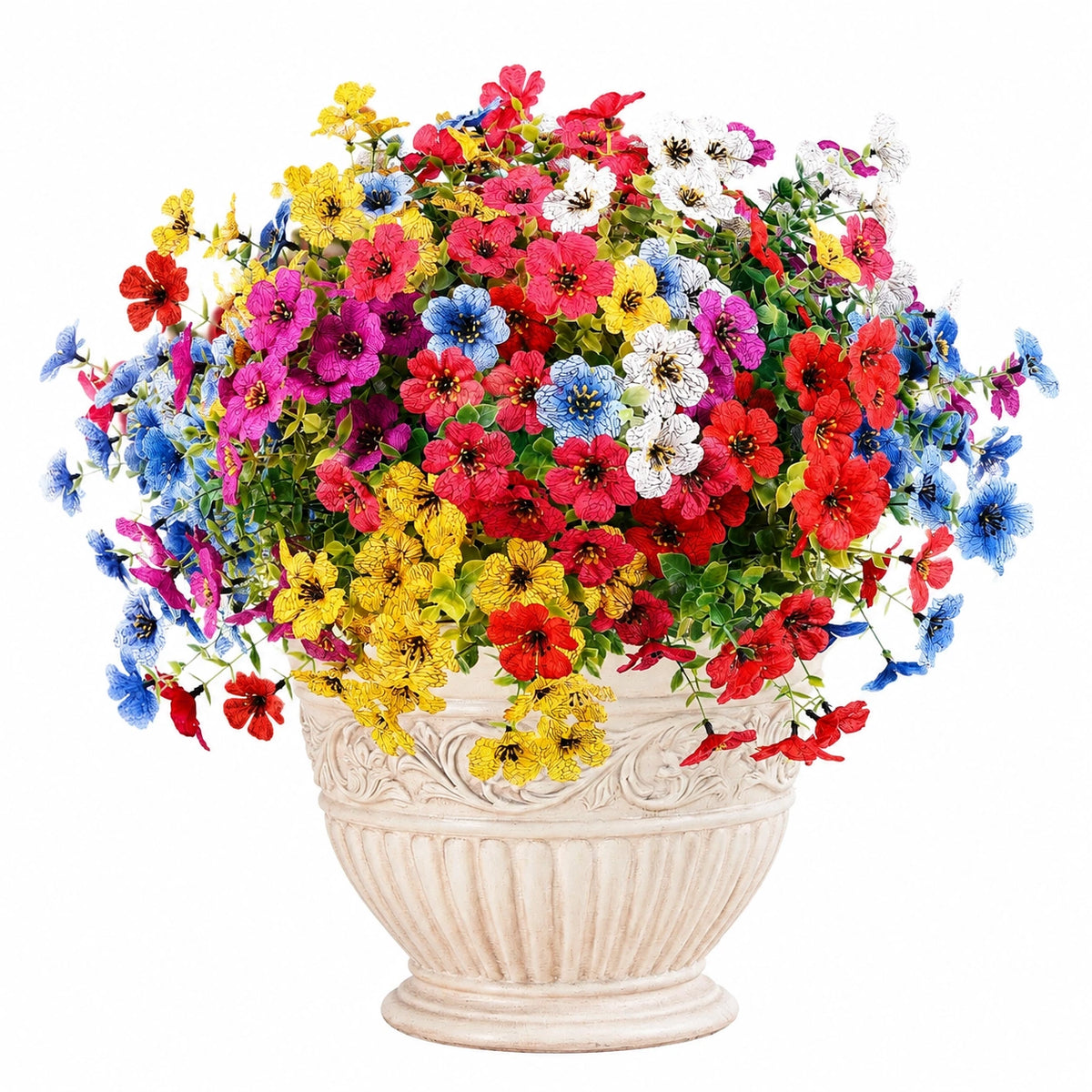 Arreglo de Flores Artificiales Multicolores con Florero Decorativo