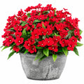Planta Artificial con Flores Rojas en Maceta