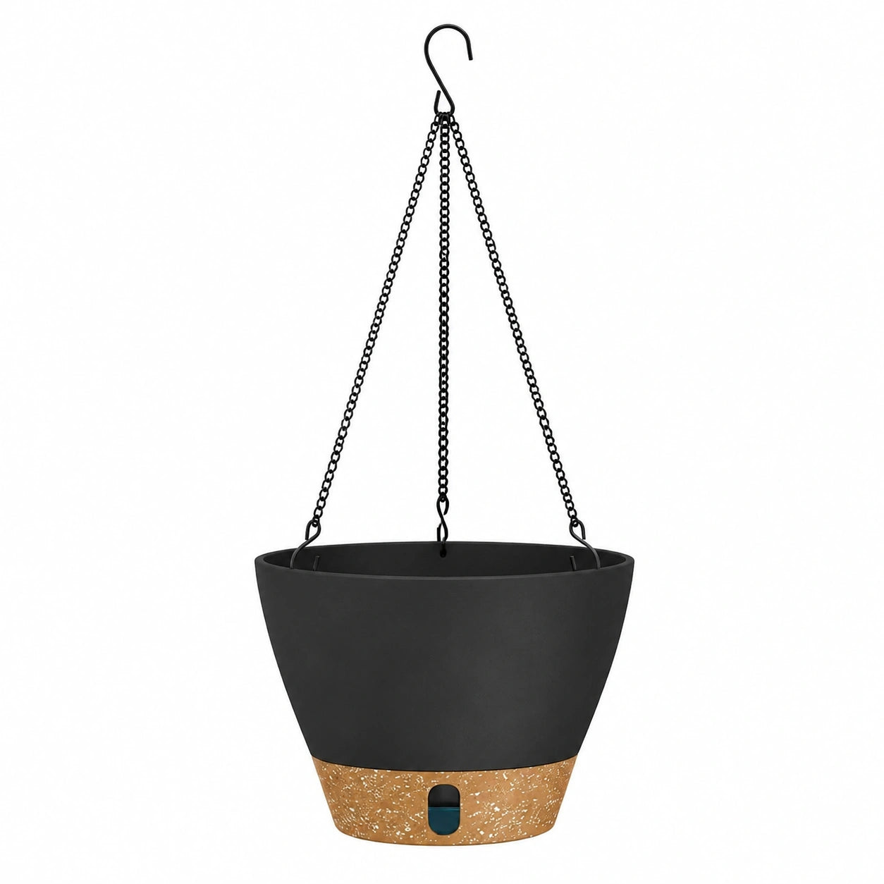 Macetero Colgante Exterior con Sistema de Drenaje Negro Marrón