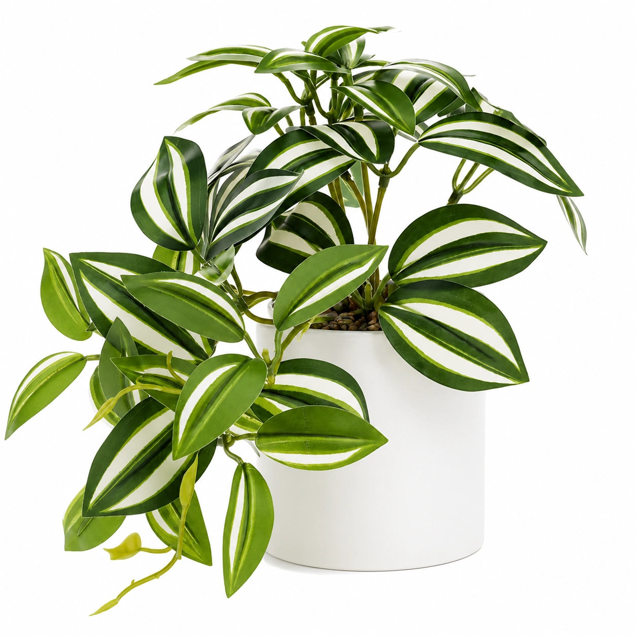 Planta Artificial Verde y Blanca con Maceta Decorativa, 45 cm