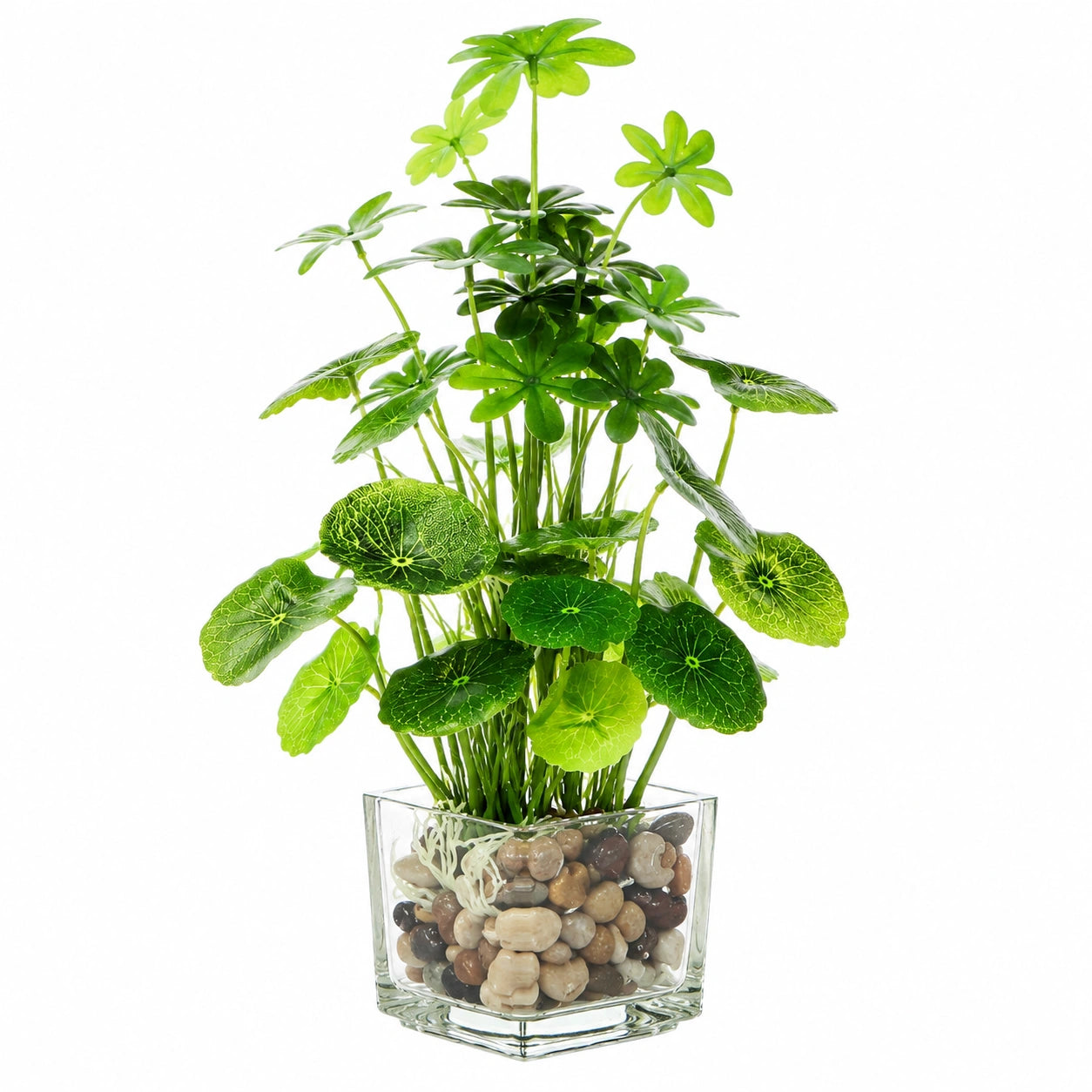 Planta Artificial Decorativa Verde con Maceta de Cristal 30 cm