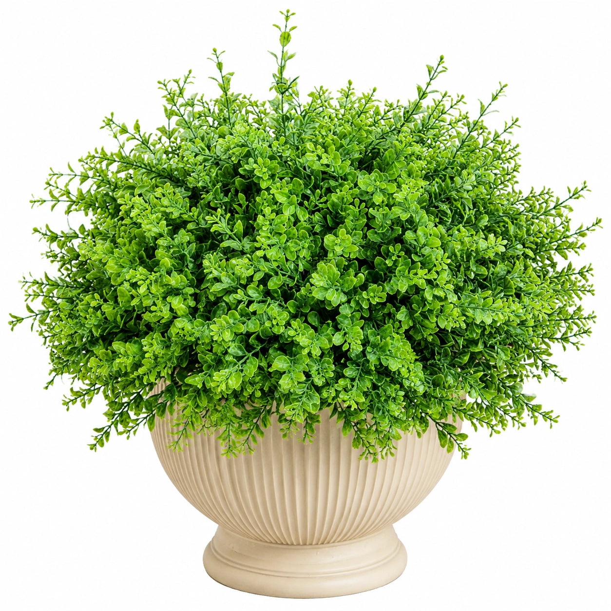 Planta Artificial de Boj Verde con Maceta Beige