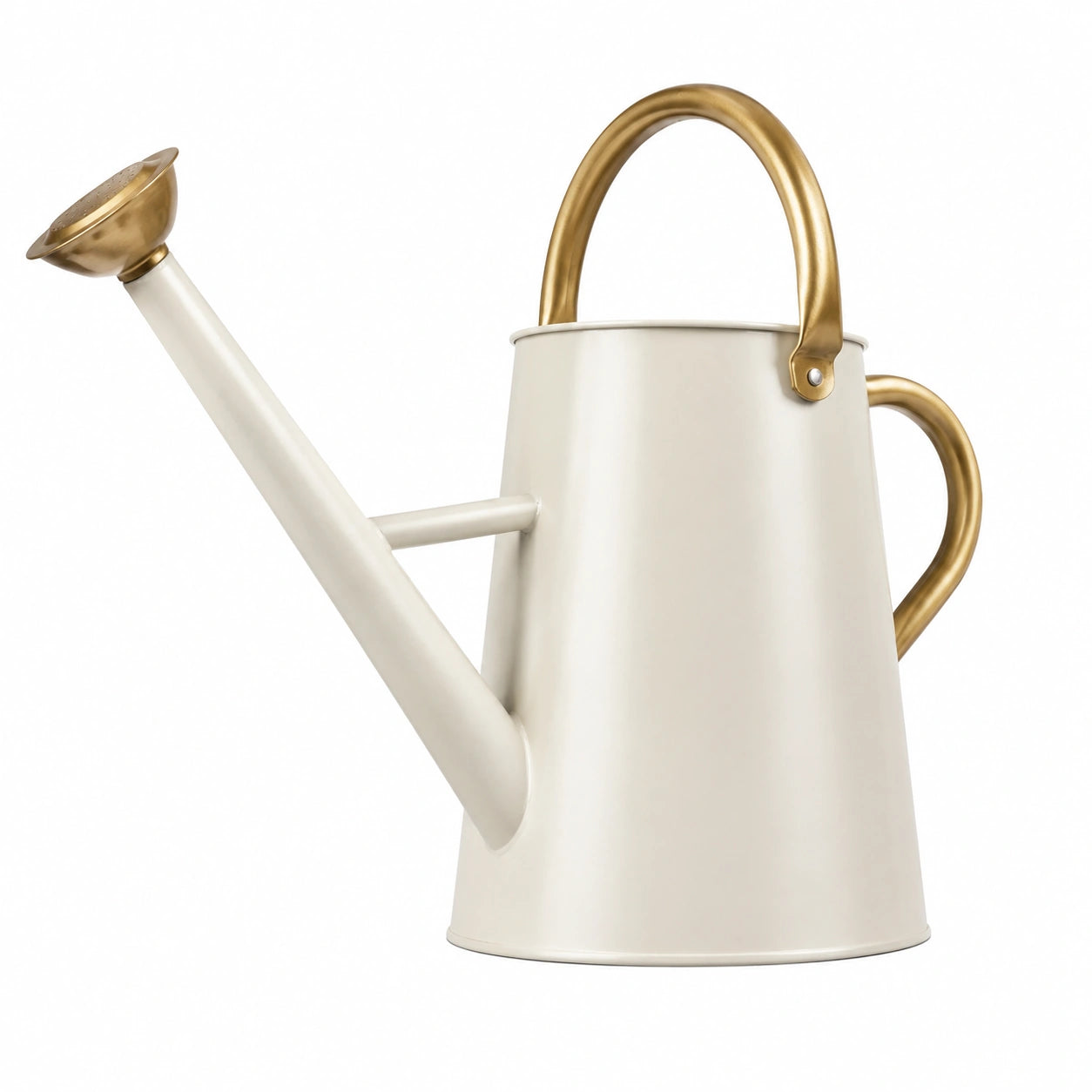 Regadera Metálica Blanca con Detalles Dorados 1.5L para Exterior e Interior